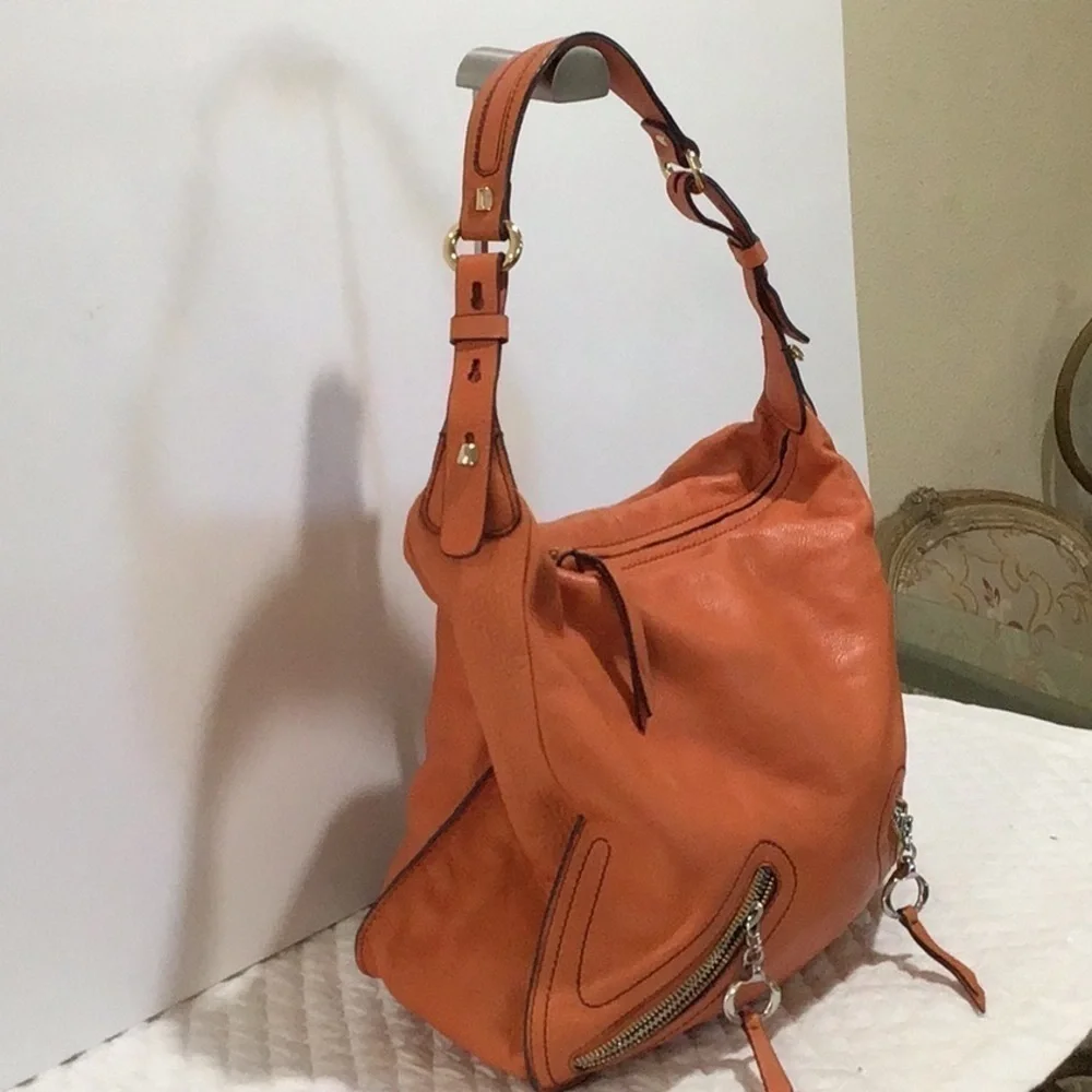Francisco Biasia Leather shoulder bag gold accessories orange